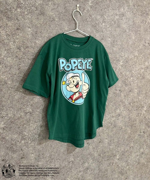 POPEYE(ポパイ)の「POPEYE ポパイ オーバーサイズ ヘム 半袖Tシャツ(Tシャツ/カットソー・キッズ・オフホワイト/ベージュ/チャコール/ホワイト系/ブラック/ネイビー/ダークグリーン/杢グレー・130cm/120cm/110cm/160cm/150cm/140cm)」の1枚目の写真