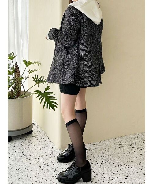 MERCURYDUO（マーキュリーデュオ）の「ツイードオーバー2WAYジャケット（テーラードジャケット・レディース・ブラック/ベージュ・MEDIUM/SMALL）」の5枚目の写真