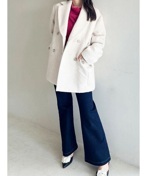 MERCURYDUO（マーキュリーデュオ）の「ツイードオーバー2WAYジャケット（テーラードジャケット・レディース・ブラック/ベージュ・MEDIUM/SMALL）」の9枚目の写真