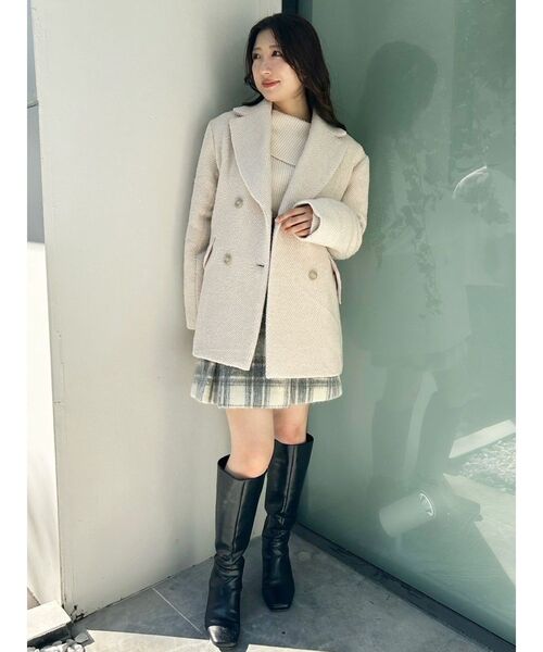 MERCURYDUO（マーキュリーデュオ）の「ツイードオーバー2WAYジャケット（テーラードジャケット・レディース・ブラック/ベージュ・MEDIUM/SMALL）」の10枚目の写真