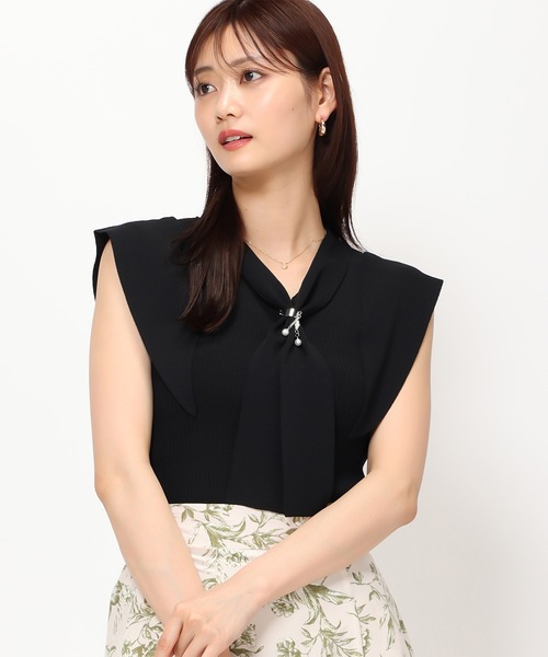 MISCH MASCH(ミッシュマッシュ)の「■2024春夏新作■2wayリングタイ付きフレア袖ニット/MM428308(ニット/セーター・レディース・ブルー/ホワイト/ライトグレー/ブラック・フリ-)」の10枚目の写真