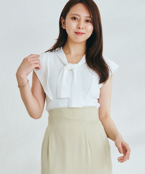 MISCH MASCH(ミッシュマッシュ)の「■2024春夏新作■2wayリングタイ付きフレア袖ニット/MM428308(ニット/セーター・レディース・ブルー/ホワイト/ライトグレー/ブラック・フリ-)」の17枚目の写真