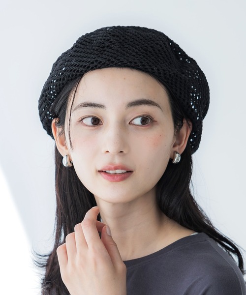 coca（coca）（コカ）の「【WEB限定セール】メッシュベレー帽（ハンチング/ベレー帽・レディース・ベージュ/ブラック・ONE SIZE）」の2枚目の写真