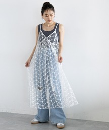 RAGEBLUE | フラワー刺繍/レースシアーキャミワンピース(ワンピース)