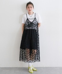 RAGEBLUE | フラワー刺繍/レースシアーキャミワンピース(ワンピース)