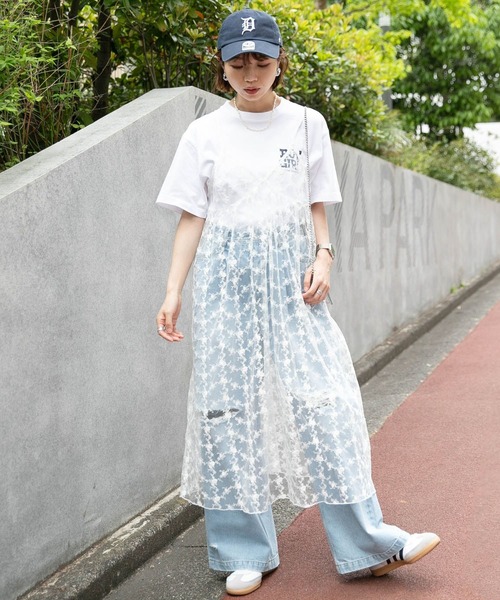 RAGEBLUE（レイジブルー）の「フラワー刺繍/レースシアーキャミワンピース（ワンピース・レディース・ブラック/ホワイト・FREE）」の3枚目の写真