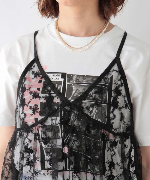 RAGEBLUE（レイジブルー）の「フラワー刺繍/レースシアーキャミワンピース（ワンピース・レディース・ブラック/ホワイト・FREE）」の16枚目の写真