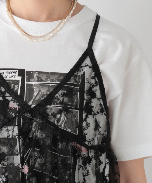 RAGEBLUE（レイジブルー）の「フラワー刺繍/レースシアーキャミワンピース（ワンピース・レディース・ブラック/ホワイト・FREE）」の17枚目の写真