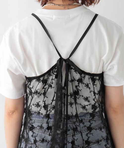 RAGEBLUE（レイジブルー）の「フラワー刺繍/レースシアーキャミワンピース（ワンピース・レディース・ブラック/ホワイト・FREE）」の19枚目の写真