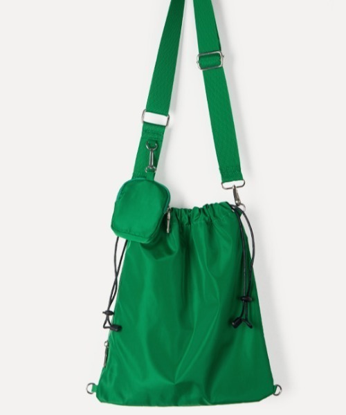 rinto（リント）の「【recomend selection/セレクト】ミニポーチ付 巾着ショルダーバッグ 2404HCJB137（ショルダーバッグ・レディース・ブラウン/ブラック/オフホワイト/グリーン・FREE）」の4枚目の写真