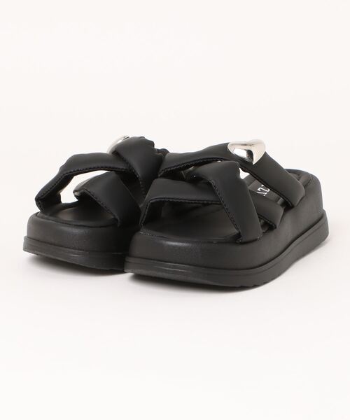 HUMANT 韓国ブランド ボリュームクロスデザイン サンダル 定価40000円 セール】ボリュームクロスデザインベルト厚底サンダル（サンダル