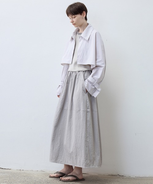 tageechita（タジチタ）の「【tageechita】ワッフル素材 バルーン調スカート（スカート・レディース・ライトグレー/ブラック・L/M/S）」の15枚目の写真