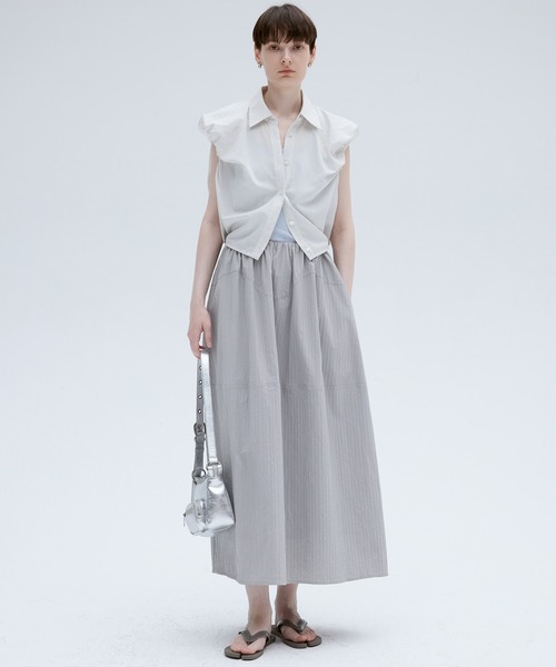 tageechita（タジチタ）の「【tageechita】ワッフル素材 バルーン調スカート（スカート・レディース・ライトグレー/ブラック・L/M/S）」の21枚目の写真