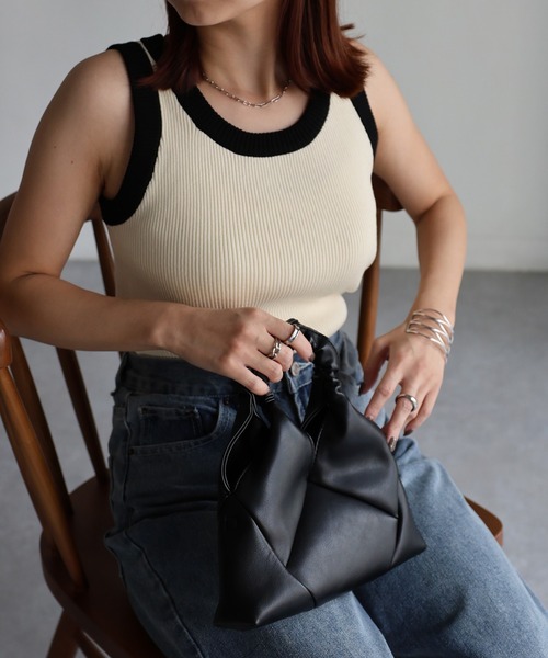 Riberry（リベリー）の「配色ニットタンクトップ（タンクトップ・レディース・サックスブルー/ブラック/ミント/アイボリー・FREE）」の18枚目の写真