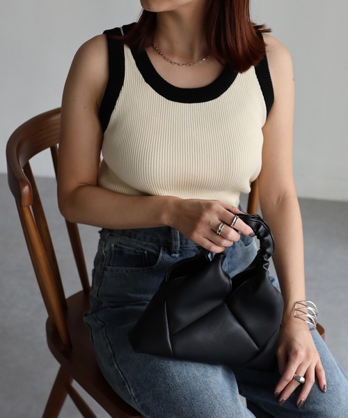 Riberry（リベリー）の「配色ニットタンクトップ（タンクトップ・レディース・サックスブルー/ブラック/ミント/アイボリー・FREE）」の19枚目の写真