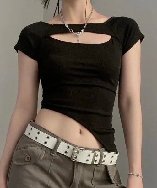 LADY LIKE（レディライク）の「カモフラ柄トップス付きデザインTシャツ2点セット（Tシャツ/カットソー・レディース・ブラック・M）」の8枚目の写真