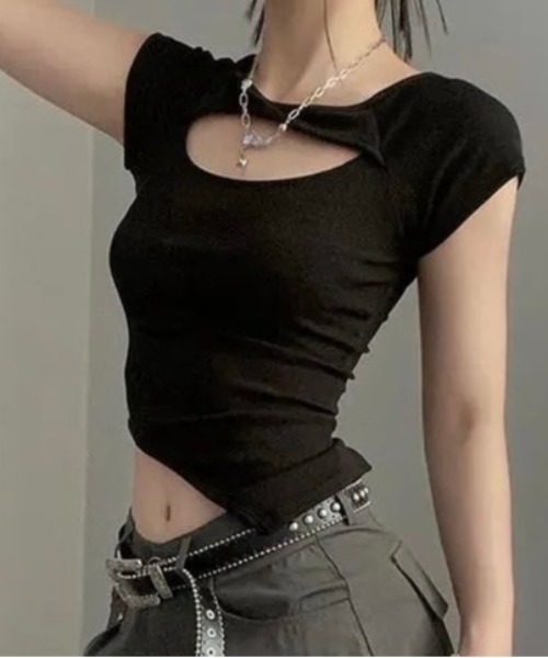 LADY LIKE（レディライク）の「カモフラ柄トップス付きデザインTシャツ2点セット（Tシャツ/カットソー・レディース・ブラック・M）」の9枚目の写真