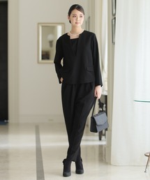 TENTAIL ブラック ノーカラージャケット・パンツセット WEB限定