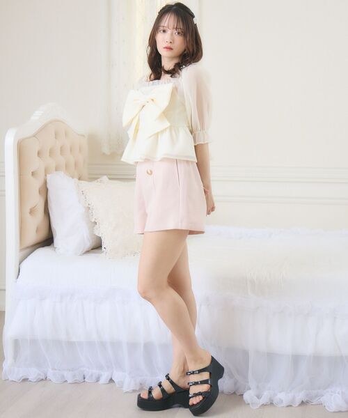 ems excite(エムズエキサイト)の「リボンペプラムBL(シャツ/ブラウス・レディース・ホワイト系その他/ライトグレー/ナチュラル・FREE)」の6枚目の写真