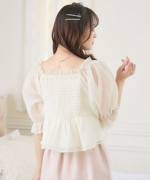 ems excite(エムズエキサイト)の「リボンペプラムBL(シャツ/ブラウス・レディース・ホワイト系その他/ライトグレー/ナチュラル・FREE)」の11枚目の写真