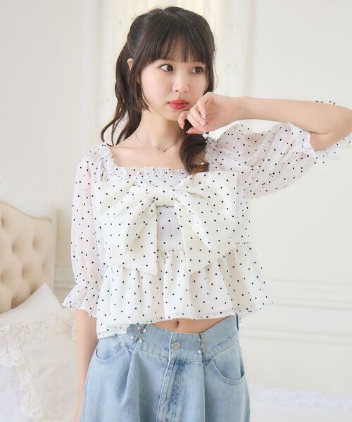 ems excite(エムズエキサイト)の「リボンペプラムBL(シャツ/ブラウス・レディース・ホワイト系その他/ライトグレー/ナチュラル・FREE)」の16枚目の写真