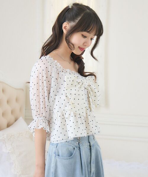 ems excite(エムズエキサイト)の「リボンペプラムBL(シャツ/ブラウス・レディース・ホワイト系その他/ライトグレー/ナチュラル・FREE)」の17枚目の写真