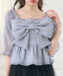 ems excite | リボンペプラムBL(シャツ/ブラウス)