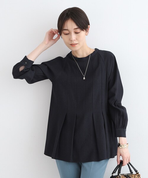 【セール】【洗える／タックデザイン】モックネックオーバーブラウス（シャツ/ブラウス）｜INDIVI（インディヴィ）
