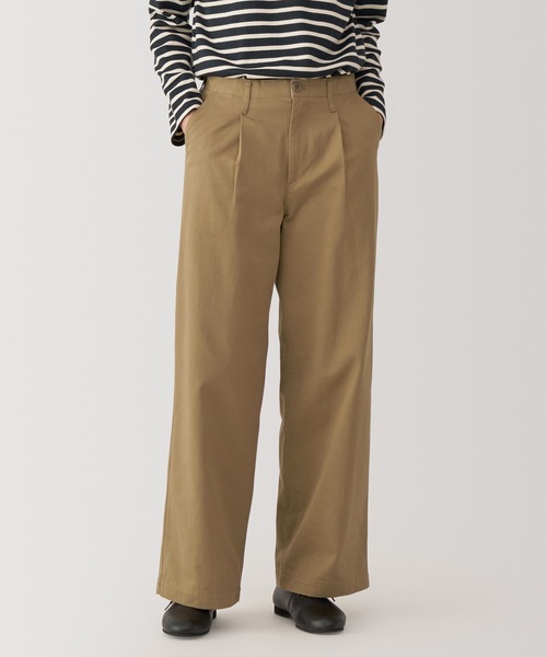 無印良品（ムジルシリョウヒン）の「婦人　ムラ糸　チノタックワイドパンツ　股下長め（チノパンツ・レディース・ダークグレー/ダークベージュ/ブラック/アイボリー・XL/L/M/S）」の4枚目の写真