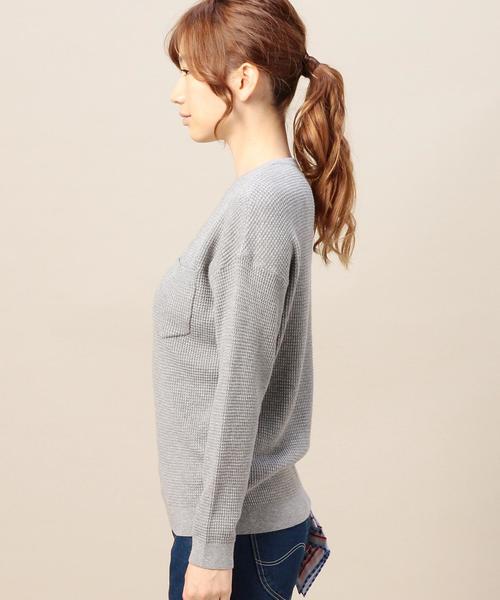 BEAUTY&YOUTH UNITED ARROWS(ビューティーアンドユースユナイテッドアローズ)の「BY 16Gワッフルポケットニットプルオーバー/サーマル◆(ニット/セーター・レディース・オフホワイト/グレー・フリー)」の5枚目の写真