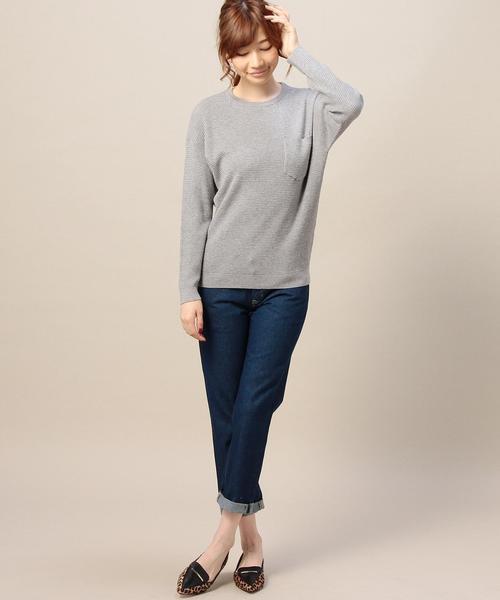 BEAUTY&YOUTH UNITED ARROWS(ビューティーアンドユースユナイテッドアローズ)の「BY 16Gワッフルポケットニットプルオーバー/サーマル◆(ニット/セーター・レディース・オフホワイト/グレー・フリー)」の6枚目の写真