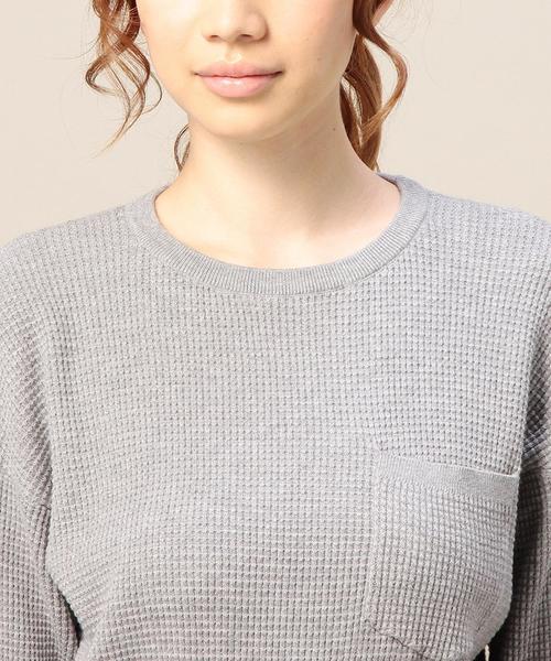 BEAUTY&YOUTH UNITED ARROWS(ビューティーアンドユースユナイテッドアローズ)の「BY 16Gワッフルポケットニットプルオーバー/サーマル◆(ニット/セーター・レディース・オフホワイト/グレー・フリー)」の7枚目の写真