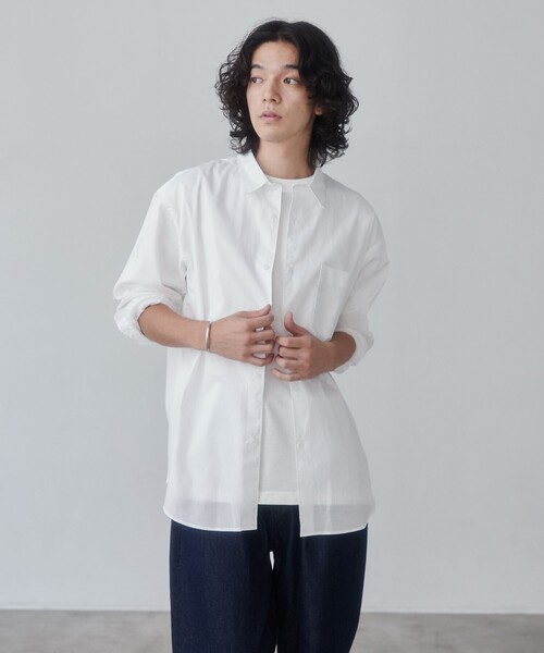 coen(コーエン)の「レギュラーカラーブロードシャツ(シャツ/ブラウス・メンズ・ネイビー/ホワイト/ライトブルー・S/M/L/XL)」の4枚目の写真