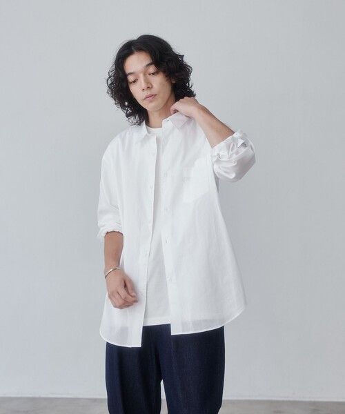 coen(コーエン)の「レギュラーカラーブロードシャツ(シャツ/ブラウス・メンズ・ネイビー/ホワイト/ライトブルー・S/M/L/XL)」の8枚目の写真