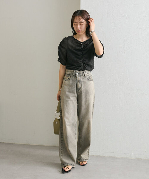 mystic（ミスティック）の「ギャザー使いブラウス（シャツ/ブラウス・レディース・アイボリー/ブラック/ピンク・FREE）」の4枚目の写真