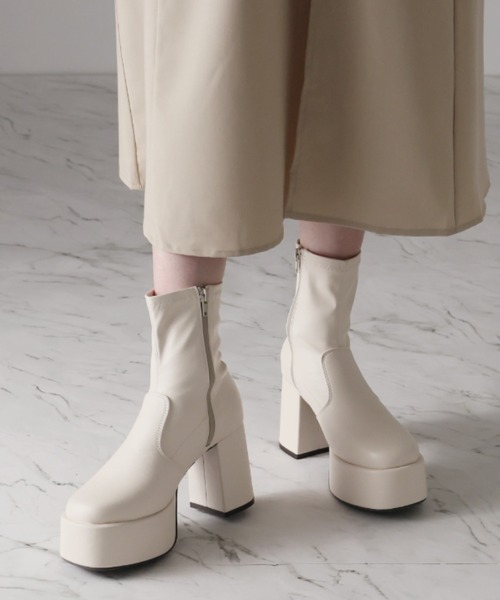 セール】厚底プラットフォームストレッチブーツ（ブーツ）｜VIVIAN