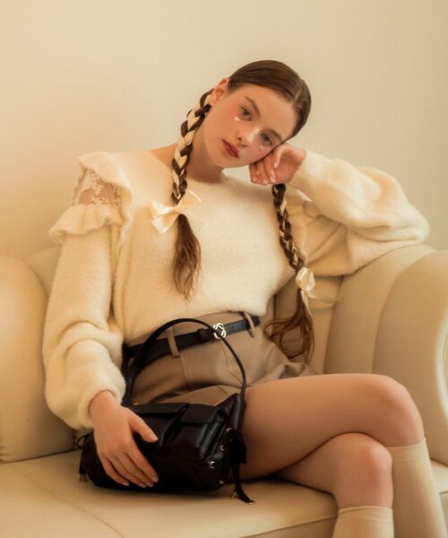 MAJESTIC LEGON(マジェスティックレゴン)の「Ladyフリルシャギーニット(ニット/セーター・レディース・ピンク/ライトグリーン/ライトグレー/アイボリー/ラベンダー・MEDIUM)」の9枚目の写真