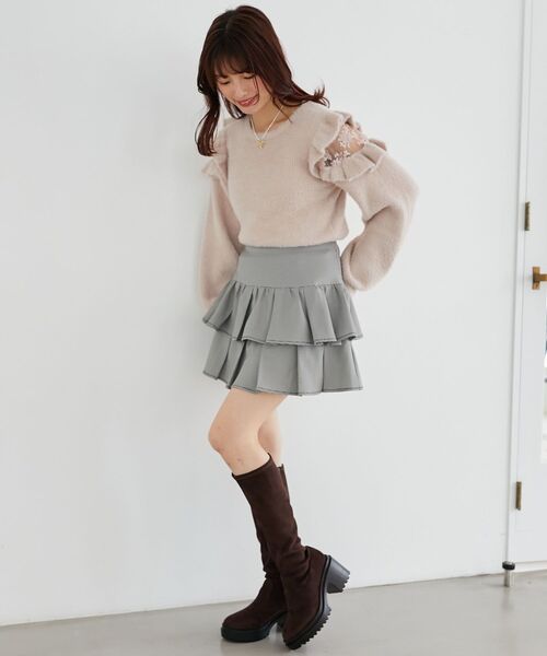 MAJESTIC LEGON(マジェスティックレゴン)の「Ladyフリルシャギーニット(ニット/セーター・レディース・ピンク/ライトグリーン/ライトグレー/アイボリー/ラベンダー・MEDIUM)」の17枚目の写真