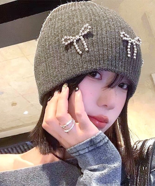 SHEENA(シーナ)の「ビーズリボンニットビーニー(ニットキャップ/ビーニー・レディース・グレー/ブラック・FREE)」の19枚目の写真