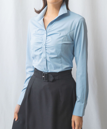 【NARACAMICIE】ストライプスタンドカラー長袖ブラウス