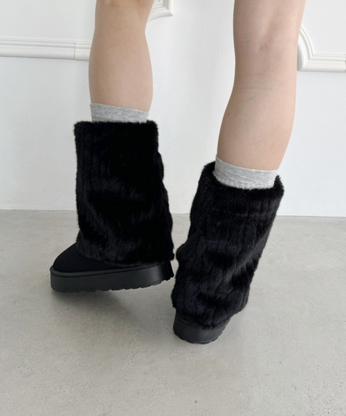 新品UGGファー付き2wayムートンブーツ AsRiRe ブーツ 2way フェイクファームートンブーツ レディース メンズ