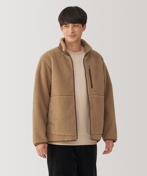 無印良品（ムジルシリョウヒン）の「紳士　ボアフリースジャケット（その他アウター・メンズ・ダークグリーン/サンドベージュ/ブラック/ベージュ・XL/L/M/S）」の3枚目の写真