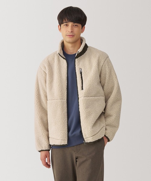 無印良品（ムジルシリョウヒン）の「紳士　ボアフリースジャケット（その他アウター・メンズ・ダークグリーン/サンドベージュ/ブラック/ベージュ・XL/L/M/S）」の4枚目の写真