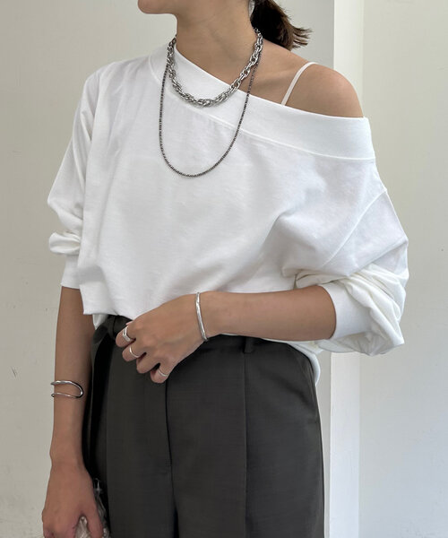 SHENERY(シーナリー)の「オフショルダートップス(Tシャツ/カットソー・レディース・ブラック/オフホワイト/モカ/チャコールグレー・FREE)」の15枚目の写真