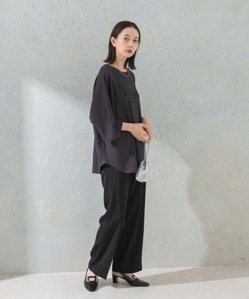 CHIGNON（シニヨン）の「CHIGNON　ジョーゼットラグランTシャツ（Tシャツ/カットソー・レディース・ホワイト/チャコールグレー・FREE）」の3枚目の写真