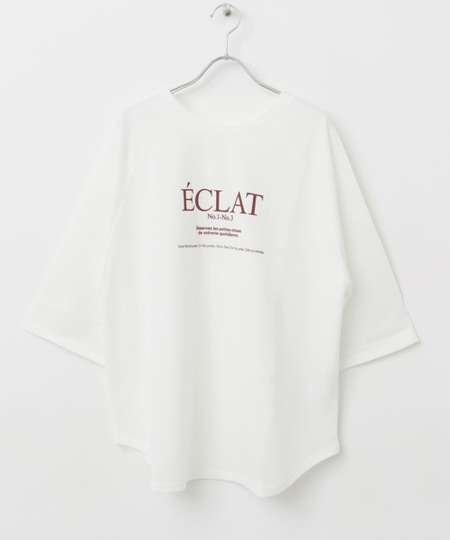 CHIGNON（シニヨン）の「CHIGNON　ジョーゼットラグランTシャツ（Tシャツ/カットソー・レディース・ホワイト/チャコールグレー・FREE）」の8枚目の写真