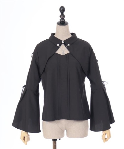 axes femme POETIQUE（アクシーズファムポエティック）の「クロスチャーム付長袖ブラウス（シャツ/ブラウス・レディース・ホワイト/ブラック/グレー・MEDIUM）」の5枚目の写真