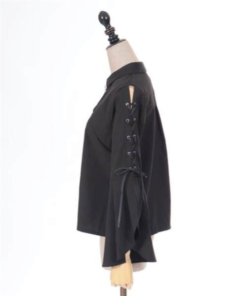 axes femme POETIQUE（アクシーズファムポエティック）の「クロスチャーム付長袖ブラウス（シャツ/ブラウス・レディース・ホワイト/ブラック/グレー・MEDIUM）」の6枚目の写真