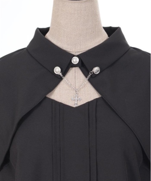 axes femme POETIQUE（アクシーズファムポエティック）の「クロスチャーム付長袖ブラウス（シャツ/ブラウス・レディース・ホワイト/ブラック/グレー・MEDIUM）」の10枚目の写真