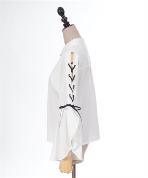 axes femme POETIQUE（アクシーズファムポエティック）の「クロスチャーム付長袖ブラウス（シャツ/ブラウス・レディース・ホワイト/ブラック/グレー・MEDIUM）」の16枚目の写真